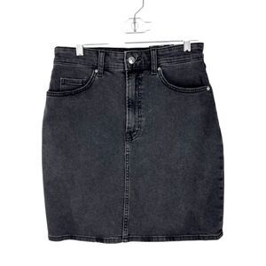 Divided H&M High Waist Mom Skirt Women 6 Black Denim A-Line Mini Casual NWT